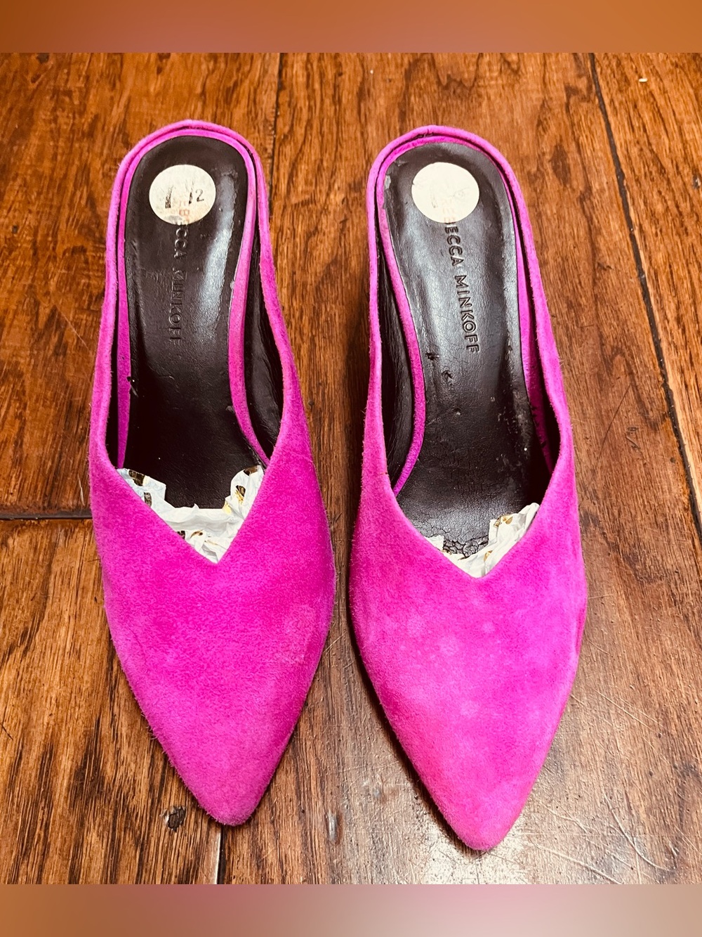 Rebecca Minkoff vamp cut fuchsia pink suede mules - Picture 2 of 7